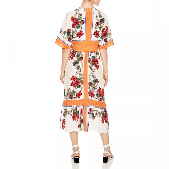 Sandro Printed Silk Midi Wrap Dress - Picture 3 of 13